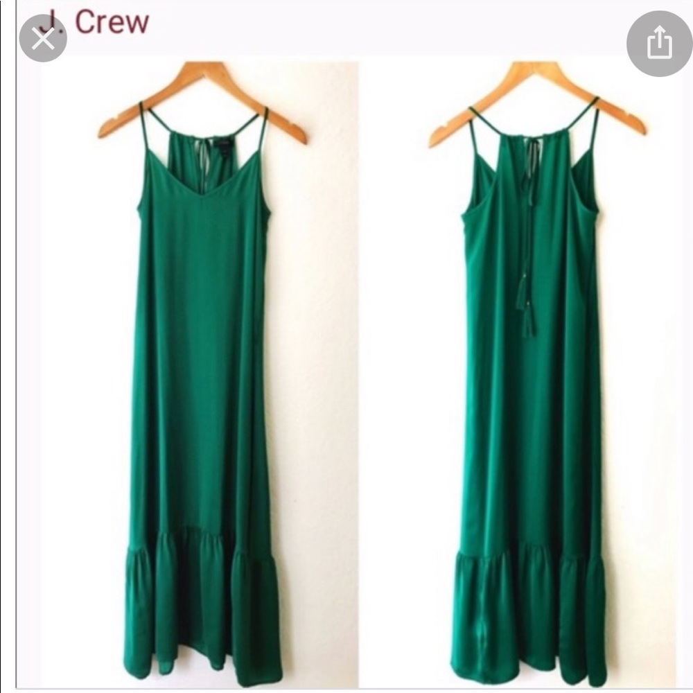 Jcrew emerald green silk maxi dress medium